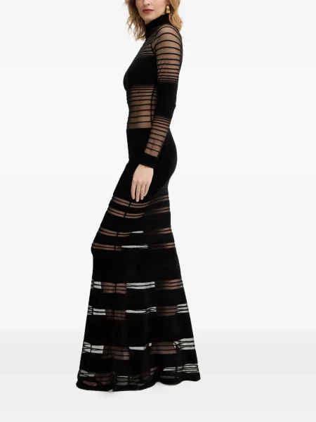 Rochie maxi Retrofete cu dungi de costum negru