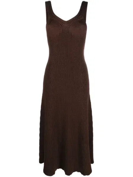 Rochie midi Jil Sander tricotate până la genunchi de costum maro