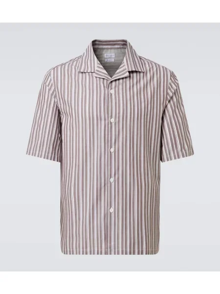 Pruhovaná košile Brunello Cucinelli hnědá