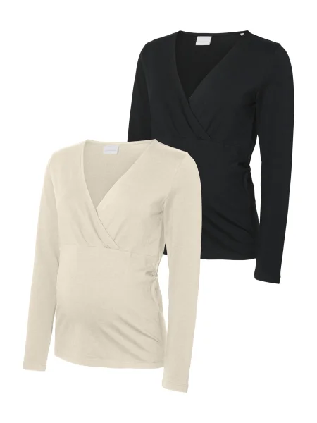 MAMALICIOUS Majica MLKERRIE ecru črna