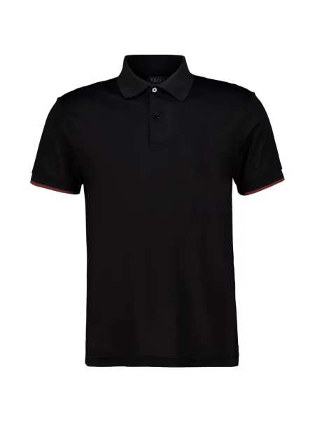 Tricou polo Gucci de mătase cu dungi negru