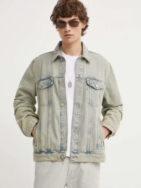 Samsoe Samsoe geaca jeans barbati de tranzitie oversize albastru