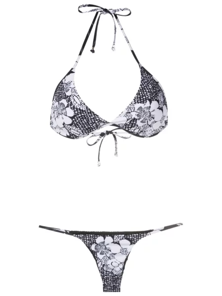 Bikini Amir Slama cu model floral cu imagine negru