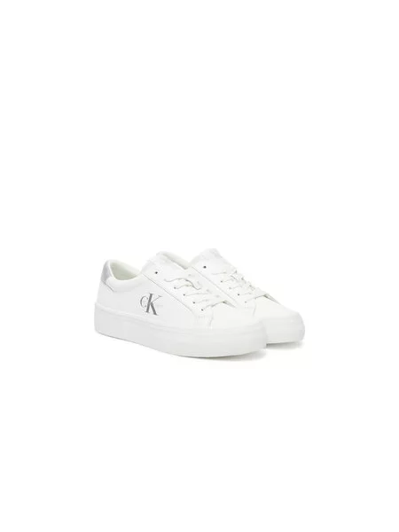 Superge Calvin Klein Vulc Flatf Lth Silver Logo Tag bela
