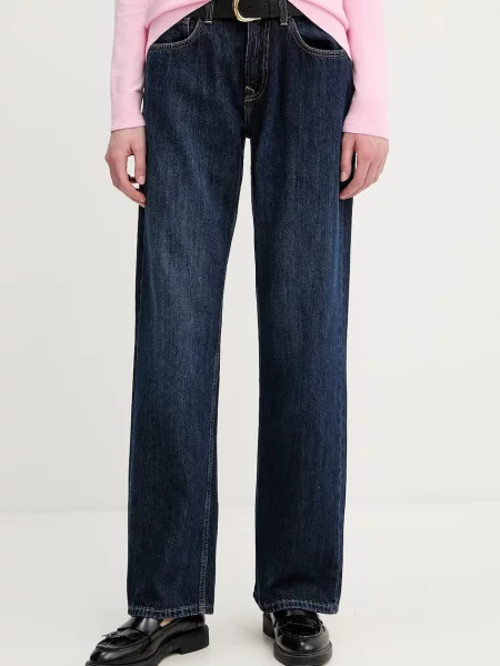 Дънки Pepe Jeans с висока талия тъмносиньо