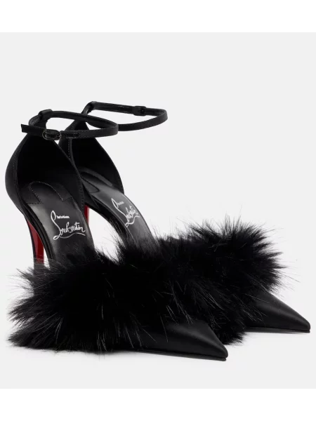Pantofi cu toc Christian Louboutin din satin negru