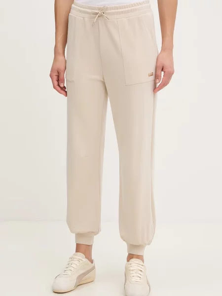 Emporio Armani pantaloni de trening pentru femei cu modal bej
