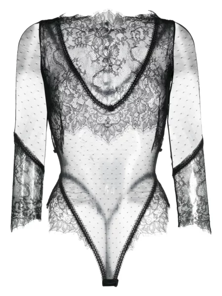 Body Maison Close din dantelă negru