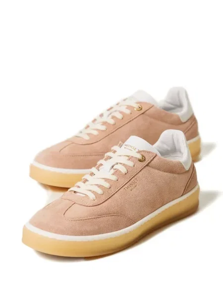 Sneakerși Twinset din piele de căprioară roz