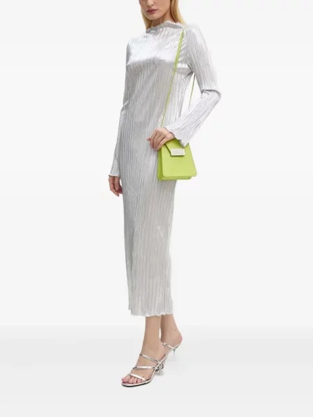 Rochie maxi Never Fully Dressed lungă de costum argintiu