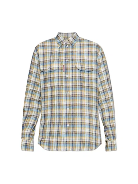 Lniana koszula Dsquared2 w kratę retro