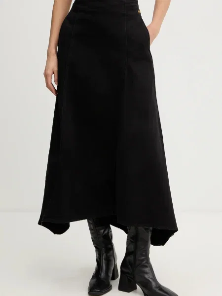 G-Star fustă jeans maxi evazați negru