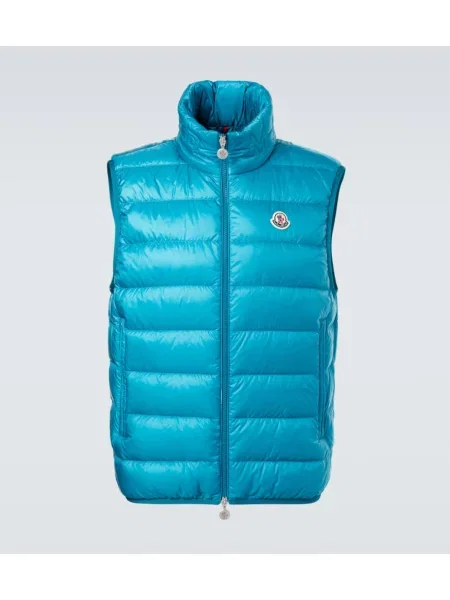 Prošívaná péřová vesta Moncler modrá