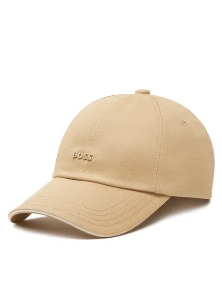 Шапка с козирка BOSS с апликация бежово