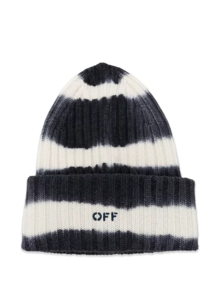 Căciulă Off-white tricotate cu legături alb