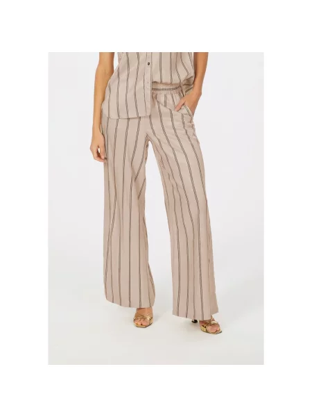 Marc Aurel spodnie szerokie high waist beżowy
