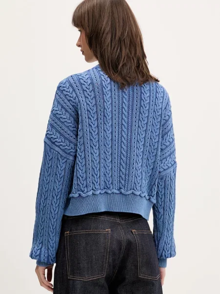 Sweter o kroju regular fit z czystej bawełny Tommy Jeans niebieski