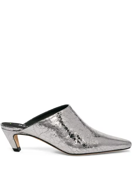 Papuci tip mules Msgm din piele argintiu