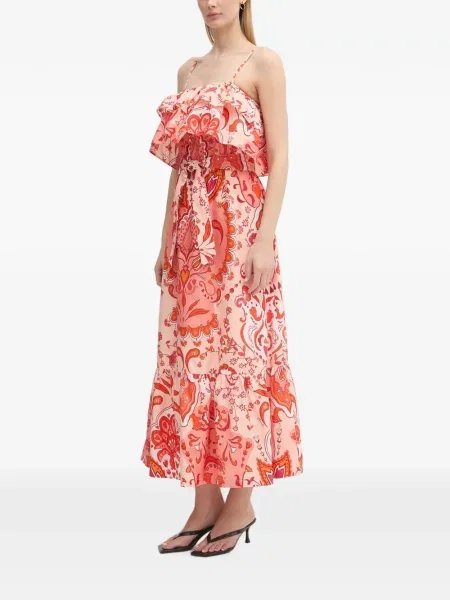 Rochie midi Gaudi cu imagine cu model paisley roz