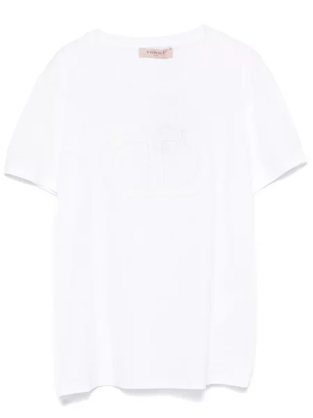 Tricou Twinset cu broderie alb