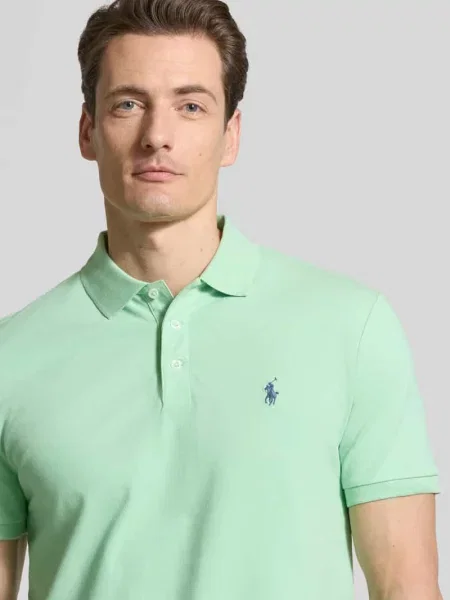 Costum krój slim fit koszulka polo z mieszanka bawełny Polo Ralph Lauren miętowa