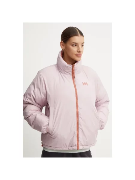 Helly Hansen kurtka dwustronna różowy zimowa oversize pomarańczowa