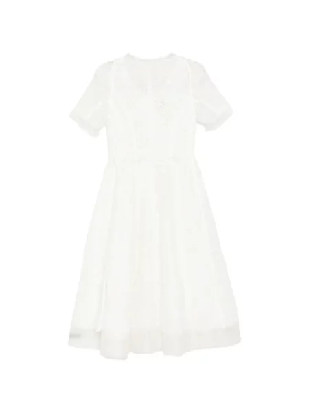 Rochie midi Shiatzy Chen din dantelă alb