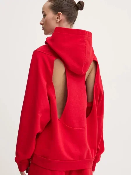 Суичър с качулка K+lusha с качулка червено