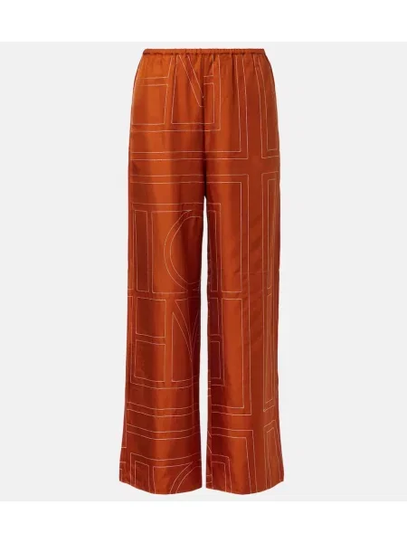 Pantaloni Toteme de mătase portocaliu