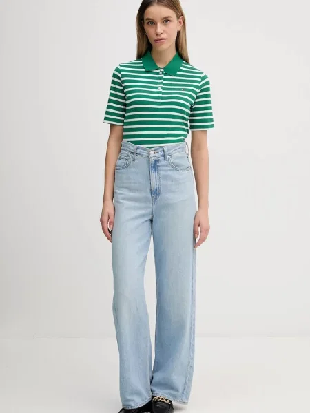 Tommy Hilfiger polo majica z bombažem zelena