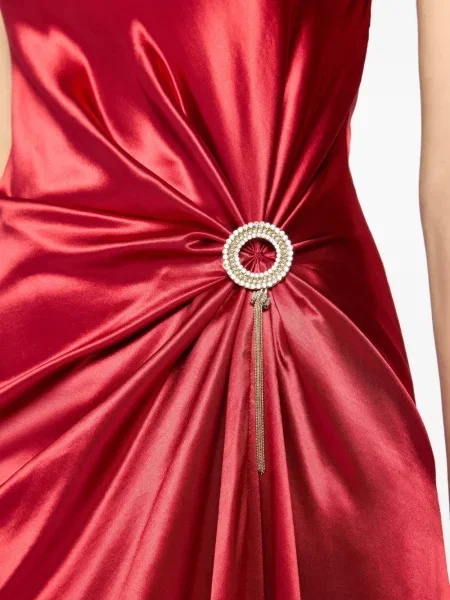 Rochie Genny din satin de cristal de costum roșu