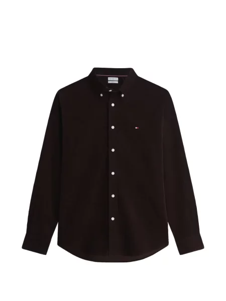 Cămașă Tommy Hilfiger de catifea cord maro