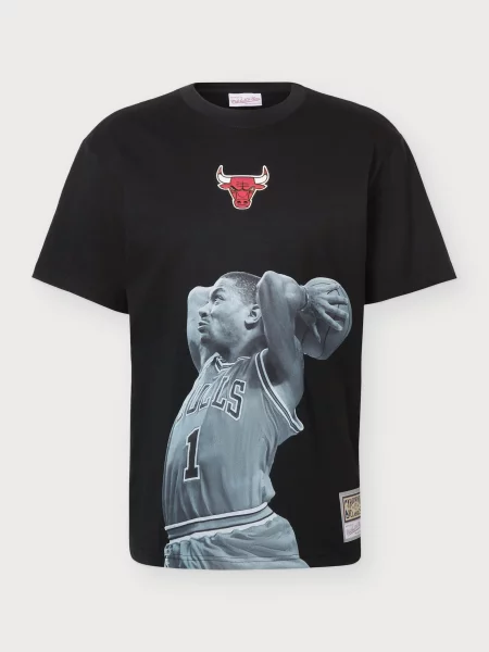Mitchell & Ness Tricou NBA PLAYER BULLS ROSE gri / roșu / negru alb