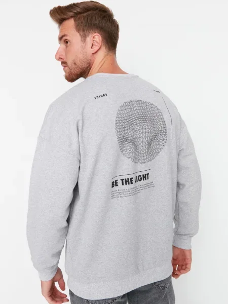 Hanorac din fleece Trendyol din fleece cu imagine gri