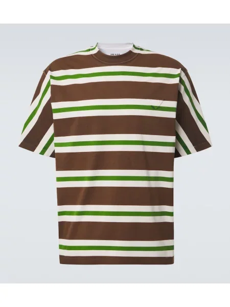 Tricou Prada cu dungi din jerseu