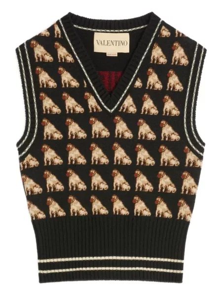 Жакардов елек Valentino Garavani черно