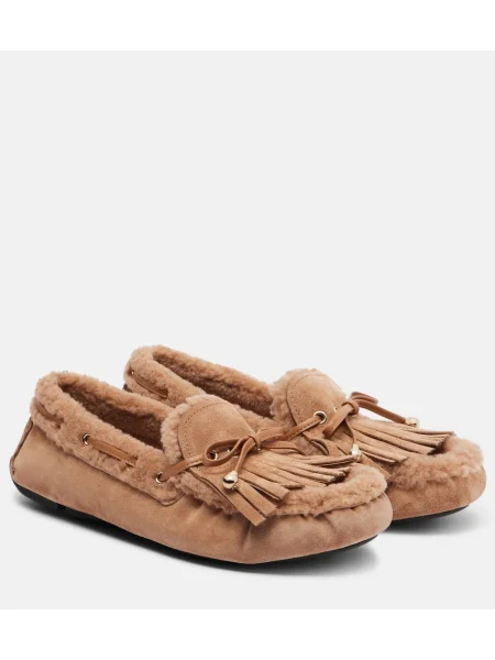 Pantofi loafer Jimmy Choo din piele de căprioară maro