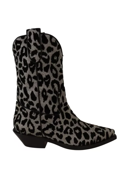 Botine Dolce & Gabbana cu imagine cu model leopard gri