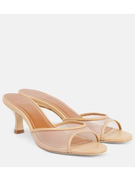 Papuci tip mules Staud din piele bej