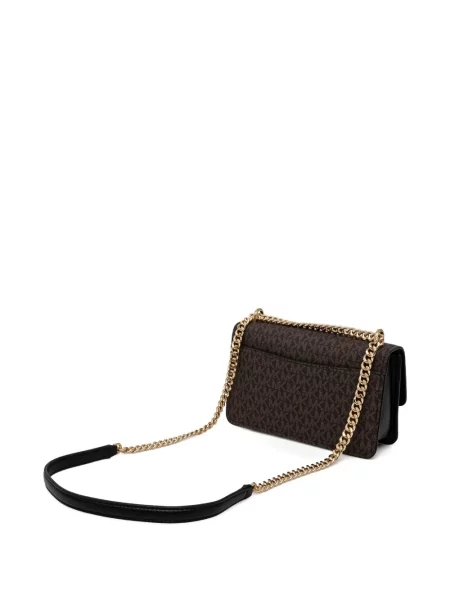 Кожено портмоне Michael Michael Kors с връзки с принт кафяво