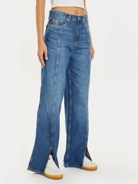 Tommy Jeans Blugi Claire Wide Leg albastru