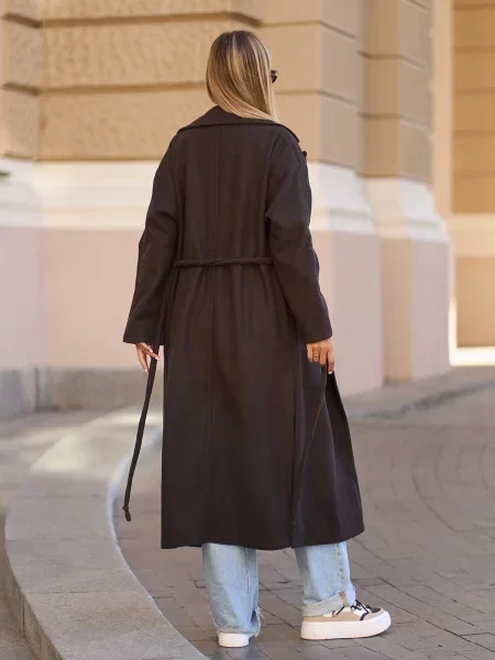 Пальто ISSA Plus темно-коричневий кашемір коричневе