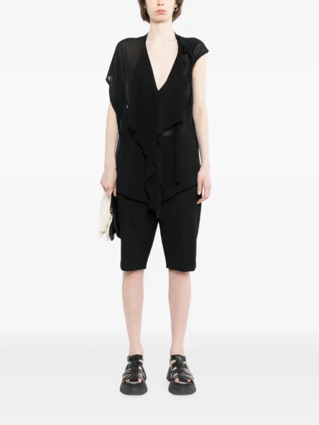 Top Yohji Yamamoto asimetric drapat negru