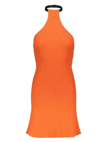 Rochie Courreges tricotate cu gât halter de costum portocaliu