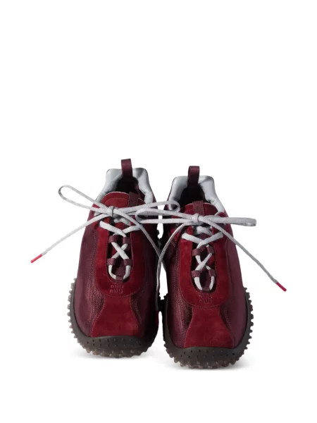 Sneakerși Miu Miu din piele de căprioară roșu