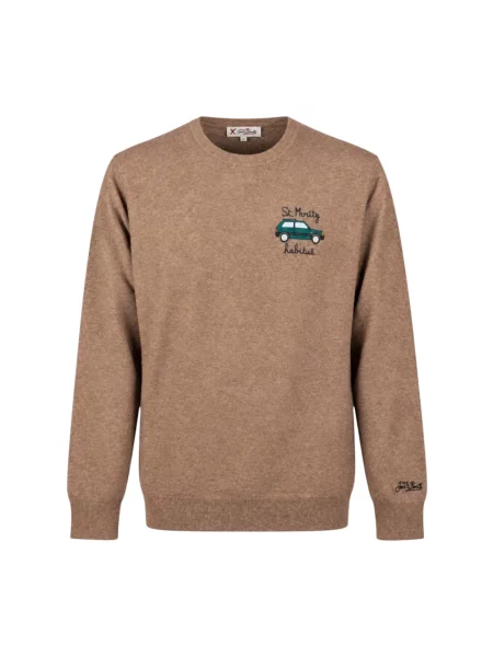 Sweter Mc2 Saint Barth wełniany brązowy