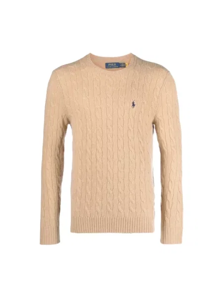 Sweter z dzianiny o kroju regular fit z mieszanki wełny i kaszmiru Ralph Lauren beżowy