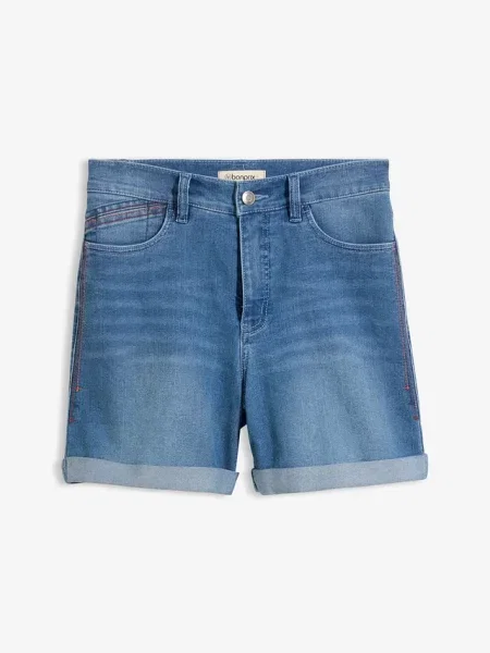 Lekkie szorty jeansowe ze średnim stanem niebieskie