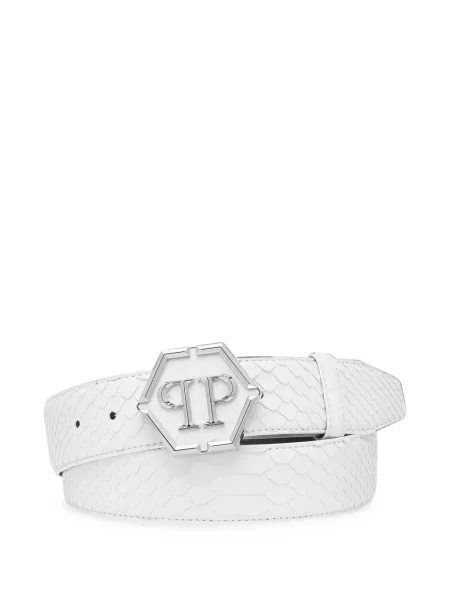 Curea Philipp Plein cu cataramă cu autograf alb