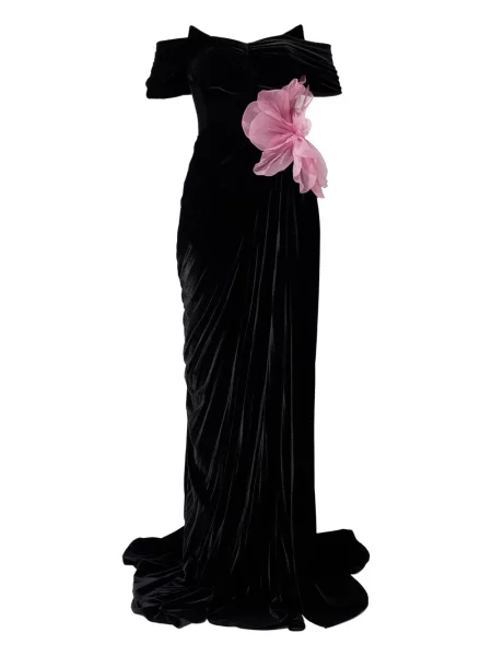 Aksamitna sukienka Iris Serban w kwiatki garniturowa czarna